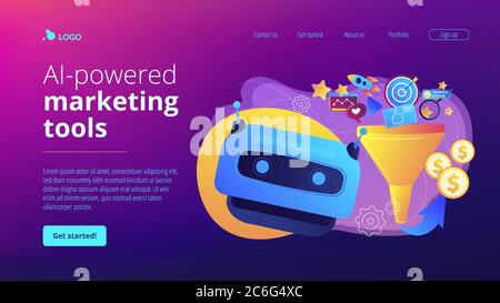 AI-powered Marketing-Tools Konzept Landing Page. Stock Vektor