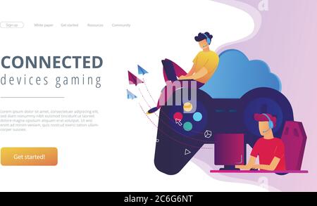 Cloud-gamingconcept Landing Page. Stock Vektor