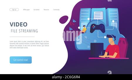 Cloud-gamingconcept Landing Page. Stock Vektor