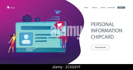 Smart ID-Kartenkonzept Landing Page. Stock Vektor