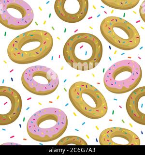 Nahtloses Muster mit süßen Donuts. Stock Vektor