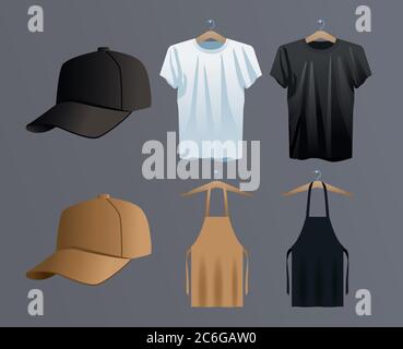 Mockup, Branding und Schreibwaren Set Icons Vektor Illustration Design Stock Vektor