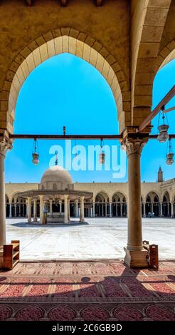 Der Waschbrunnen im Innenhof der Amr ibn al-as Moschee in Kairo, die erste Moschee in Ägypten gebaut war Stockfoto