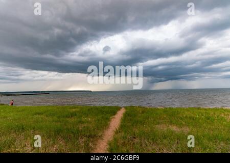 Supercell Gewitter Über Lake Superior Stockfoto