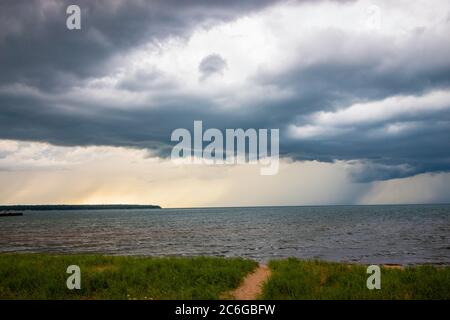 Supercell Gewitter Über Lake Superior Stockfoto