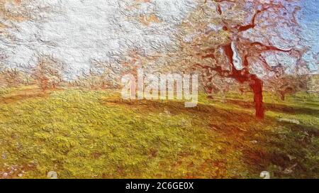 Schöne Natur gemalt Landschaft Landschaften Stockfoto