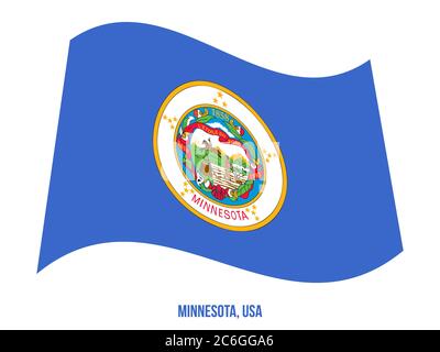 Minnesota (USA) Flagge schwenkten Vector Illustration auf weißem Hintergrund. Flagge der Vereinigten Staaten von Amerika. Stock Vektor