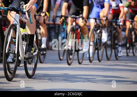 Detailansicht eines Radrennens Stockfoto