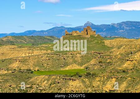 Castillo de Montearagon bei Huesca, Aragon in Spanien Stockfoto