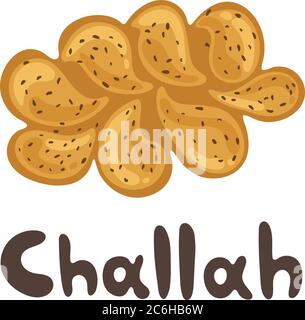 Geflochtenes Brot, Draufsicht. Holiday jewish Challah Weißbrot Vektor-Illustration. Trendige moderne Wohnung Challah Ikone. Frisches und leckeres Brot Lechem Stock Vektor