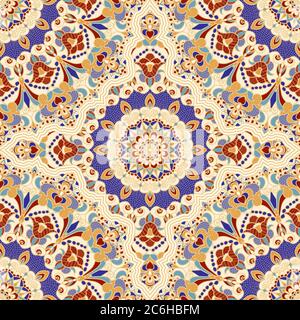 Nahtloses buntes Muster mit Mandala. Vintage-Deko-Element. Handgezeichnetes Muster im türkischen Stil. Islam, Arabisch, Indisch, Ottomane Motiv. Stock Vektor