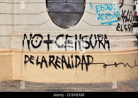 Revolutionärer Slogan in Santiago, Chile Stockfoto