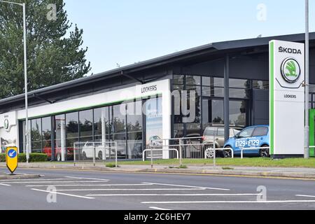 Skoda Autohaus in Stockport, Greater Manchester, Großbritannien Stockfoto
