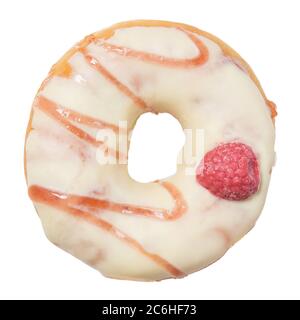 Donut mit Himbeere und Marmelade isoliert auf weißem Hintergrund Stockfoto