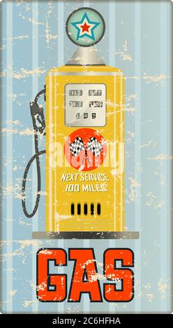 Vintage Route 66 Gas sation Zeichen, Retro-Stil Vektor Illustration fiktionale Kunstwerk Stock Vektor