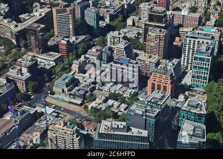 Panoramablick auf Santiago von Torre Costanera, Chile Stockfoto