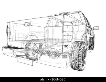 Silhouetten des Autos. 3D-Illustration Stockfoto