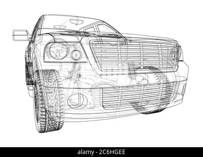 Silhouetten des Autos. 3D-Illustration Stockfoto