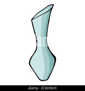 Handgezeichnete Doodle Vase. Konturskizze. Vektorfarbe auf weißem Hintergrund isoliert. Dekoration für Karten, Banner, Poster, Drucke, Embleme Stock Vektor