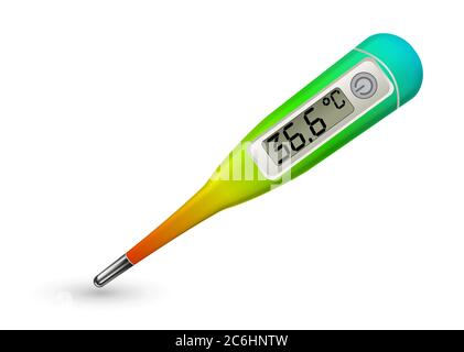 Medizinisches Digitalthermometer, Temperaturmessung, Gesundheit, Erholung, 36.6 Stock Vektor