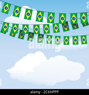 Brasilien Flagge aunting auf Wolke Hintergrund mit Platz für Ihren Text. EPS10-Vektorformat Stock Vektor