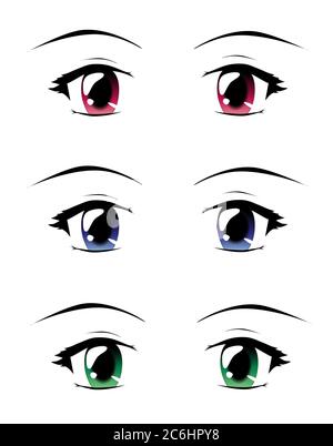 Ein Satz Augen im Manga-Stil, isoliert auf Weiß. EPS10-Vektorformat. Stock Vektor