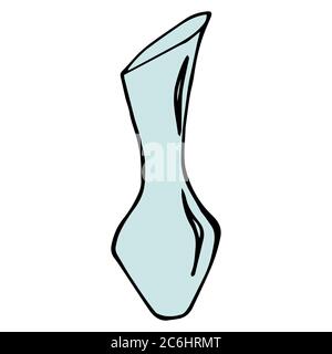 Handgezeichnete Doodle Vase. Konturskizze. Vektorfarbe auf weißem Hintergrund isoliert. Dekoration für Karten, Banner, Poster, Drucke, Embleme Stock Vektor