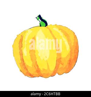 Aquarell-Illustration eines Kürbisses für Halloween oder Thanksgiving, isoliert auf weißem Hintergrund. EPS10-Vektorformat Stock Vektor