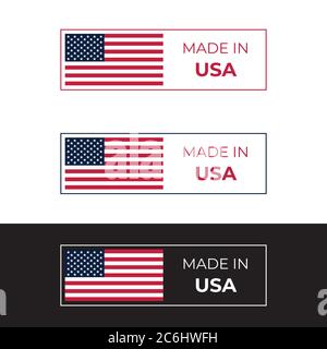 Hergestellt in USA Label Vektor Illustration Design als Symbol des amerikanischen Patriotismus inspiriert von rot, weiß und blau Flagge, ideal für Business-und Produkt BA Stock Vektor