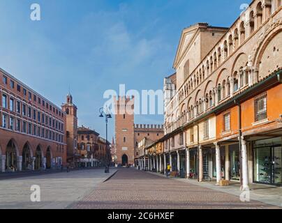 Ferrara - der Platz Piazza Trento Triest. Stockfoto