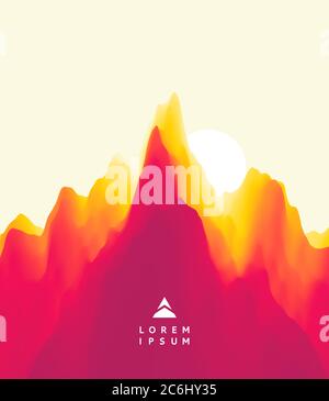 Landschaft mit Bergen und Sonne. Sonnenuntergang. Bergige Gelände. Zusammenfassung Hintergrund. Vector Illustration. Stock Vektor