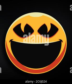 Teufel Emoticon. Lächeln Sie Emoji Horror Stockfoto