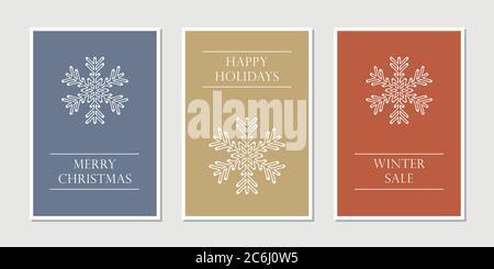 Satz von Weihnachten Grußkarten mit Schneeflocke Vektor-illustration EPS 10. Stock Vektor