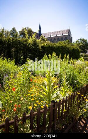 Bauernhof und Kräutergarten am Altenberger Dom in Odenthal, Bergisches Land, Nordrhein-Westfalen, Deutschland. Bau- und Krautergarten am Stockfoto