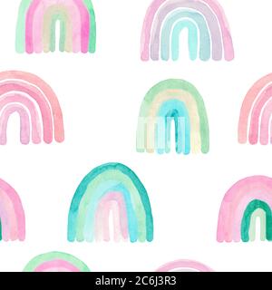 Nahtloses Muster Pastell Regenbogen Kinder Design. Handbemalte Baby Dusche Dekor Nursery Kunst Stockfoto