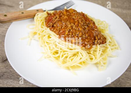 spaghetti-Teller bolognese Stockfoto