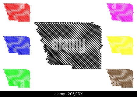 Harris County, Georgia (US County, United States of America,USA, US, US) Karte Vektor Illustration, Skizze Harris Karte Stock Vektor