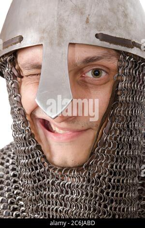 Verrückter Ritter. Isoliert auf Weiß. Stockfoto
