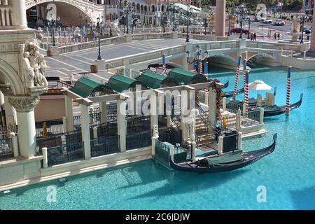 LAS VEGAS, NV - 6 JUN 2020- Außenansicht des Venetian Las Vegas, einem Luxushotel und Casino, in Las Vegas, Nevada, eine Nachbildung von Venedig, Stockfoto