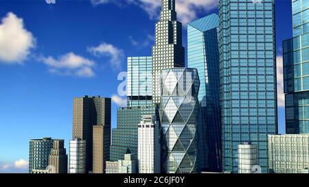 Tag Stadt mit Reflexion 3D Rendering image Stockfoto