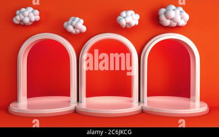 Einfache geometrische Podium Pastell Farbe Szene minimales Design für Produktanzeige Podium 3d Rendering Stockfoto