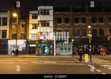 Jetzt abgerissen viktorianischen Ladenfronten auf Norton Folgate, Shoreditch High Street, London, Großbritannien Stockfoto