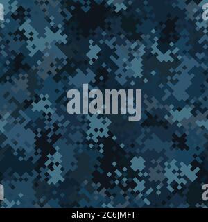 Nahtloses Muster in militärischer Tarnung. Marine Marine-Pixel-Stil. Stock Vektor