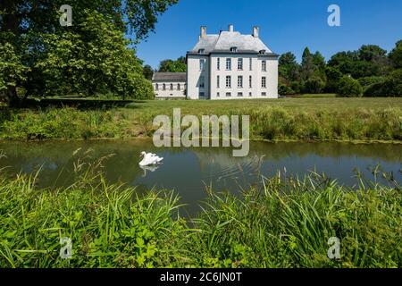 D-Huenxe, D-Huenxe-Gartrop-Buehl, Lippe, Niederrhein, Münsterland, Ruhrgebiet, Naturpark hohe Mark Westmünsterland, Rheinland, Nordrhein-Westfalen, NRW, Schloss Gartrop, Wasserschloss, Herrenhaus, Holländischer Barock, Schlossgärten, Wassergraben Stockfoto