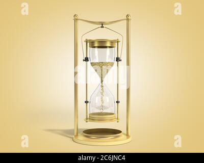 goldene Sanduhr 3d-Rendering auf Farbverlauf Hintergrund Stockfoto
