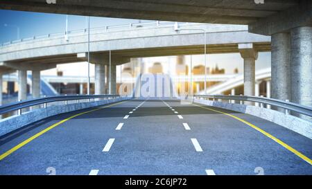 Tag Straße Autobahn Reise Konzept Route große Bord 3d Rendern auf sity Landschaft Stockfoto