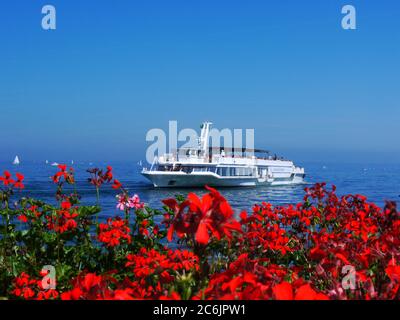 Fähre auf dem Bodensee, Schweiz Stockfoto