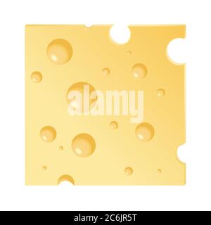 Eine Vektordarstellung einer auf Weiß isolierten Käsescheibe Stock Vektor