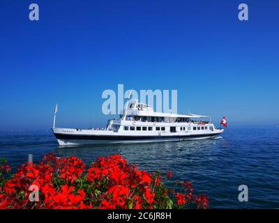 Fähre auf dem Bodensee, Schweiz Stockfoto