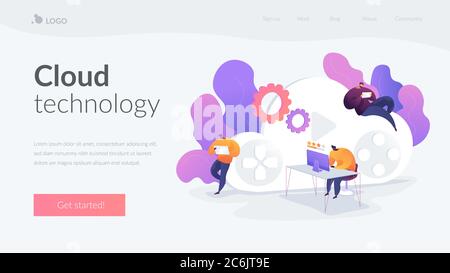Vorlage für die Landing Page für Cloud-Spiele. Stock Vektor